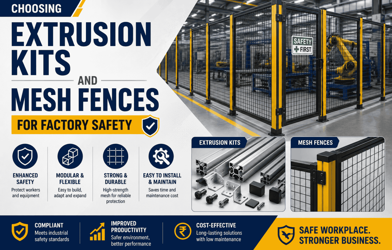 How to Choose Extrusion Kits and Mesh Fences for Factory Safety
